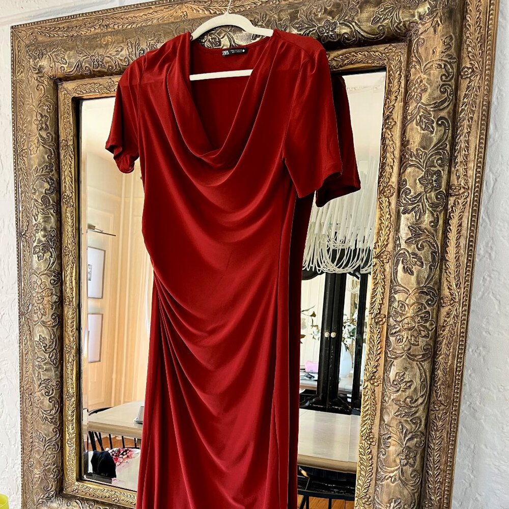 Red Zara Midi Dress